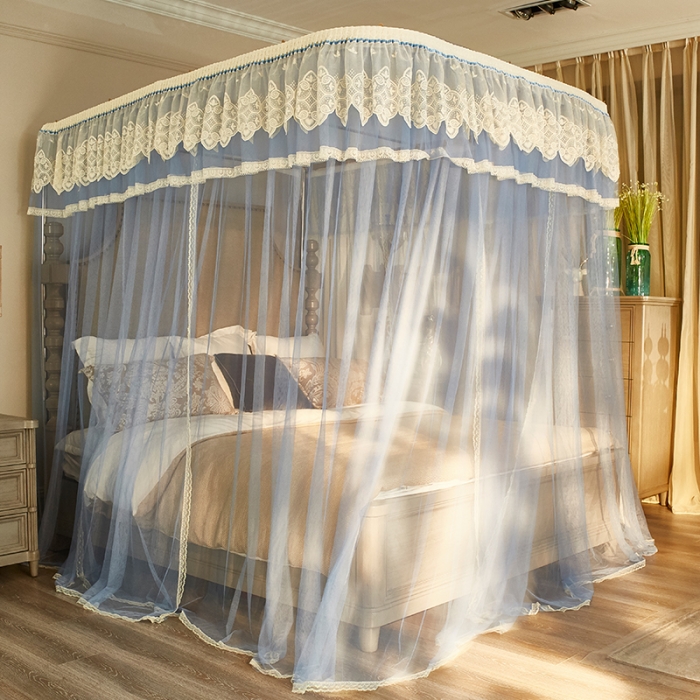 91家纺网 家纺一手货源 找家纺 迪凡保罗 A22-土豪金手动导轨蚊帐 蓝色