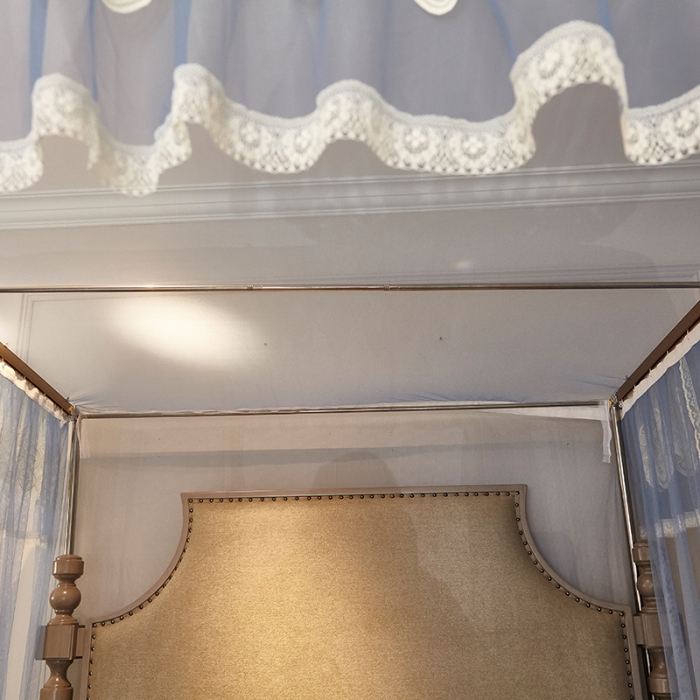 91家纺网 家纺一手货源 找家纺 迪凡保罗 A22-土豪金手动导轨蚊帐 蓝色