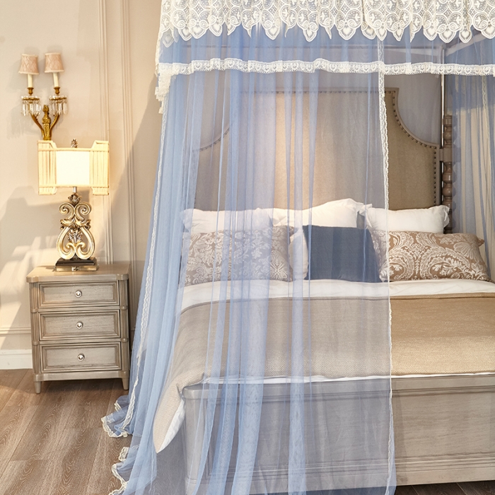 91家纺网 家纺一手货源 找家纺 迪凡保罗 A22-土豪金手动导轨蚊帐 蓝色