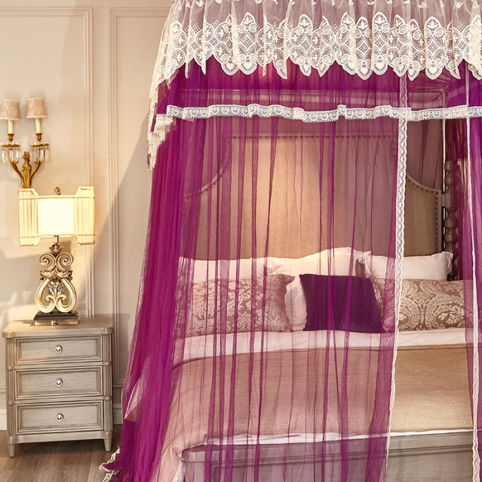 91家纺网 家纺一手货源 找家纺 迪凡保罗 A22-土豪金手动导轨蚊帐 深紫色