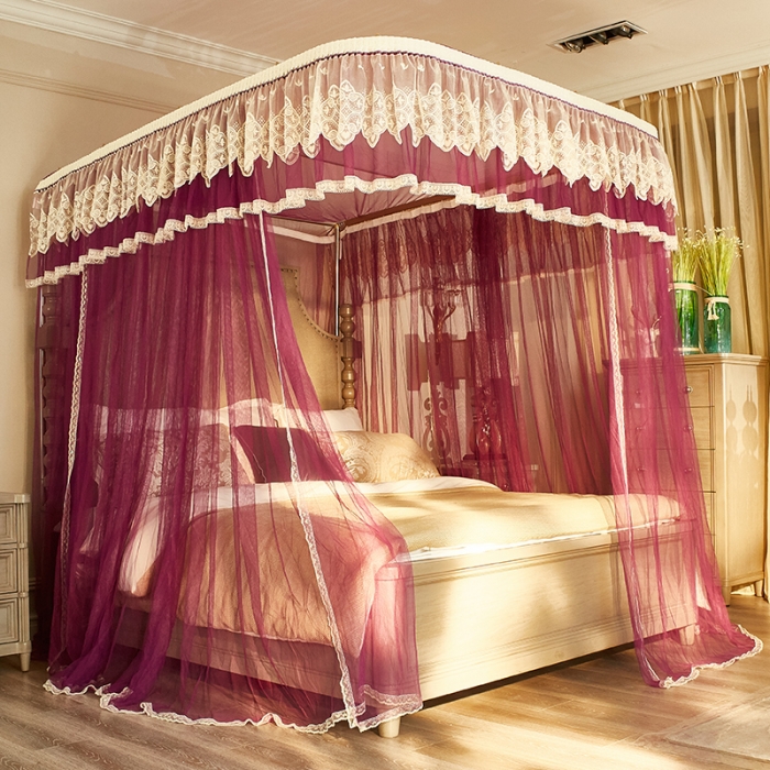 91家纺网 家纺一手货源 找家纺 迪凡保罗 A22-土豪金手动导轨蚊帐 深紫色