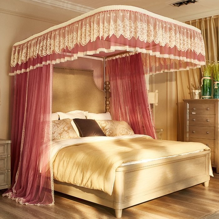 91家纺网 家纺一手货源 找家纺 迪凡保罗 A22-土豪金手动导轨蚊帐 豆沙色