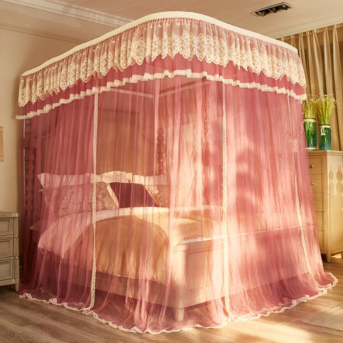 91家纺网 家纺一手货源 找家纺 迪凡保罗 A22-土豪金手动导轨蚊帐 豆沙色