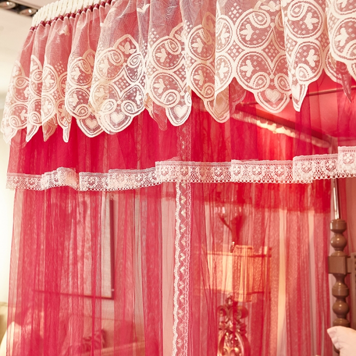 91家纺网 家纺一手货源 找家纺 迪凡保罗 A22-土豪金手动导轨蚊帐 玫红色