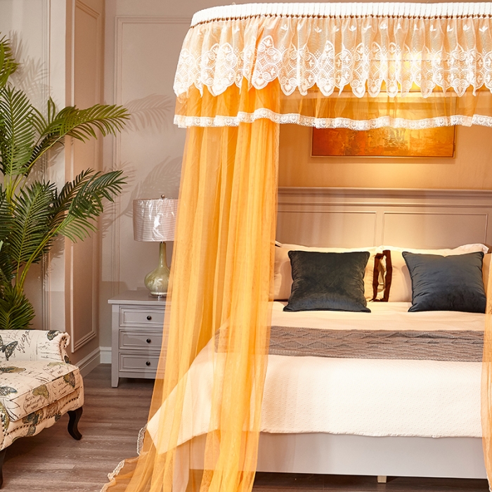 91家纺网 家纺一手货源 找家纺 迪凡保罗 A22-土豪金手动导轨蚊帐 桔黄色