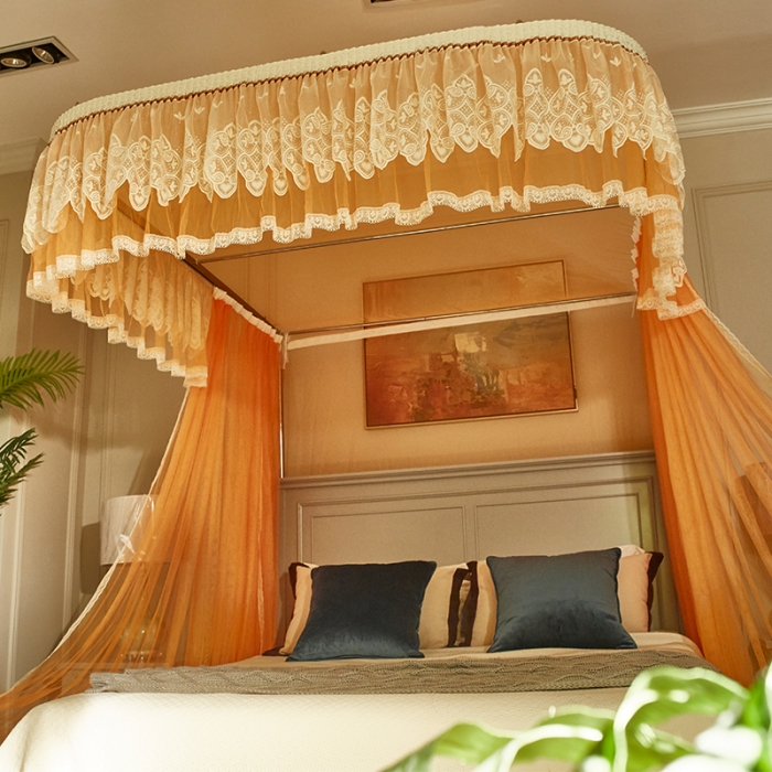 91家纺网 家纺一手货源 找家纺 迪凡保罗 A22-土豪金手动导轨蚊帐 桔黄色