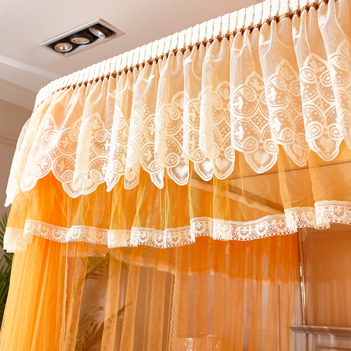 91家纺网 家纺一手货源 找家纺 迪凡保罗 A22-土豪金手动导轨蚊帐 桔黄色