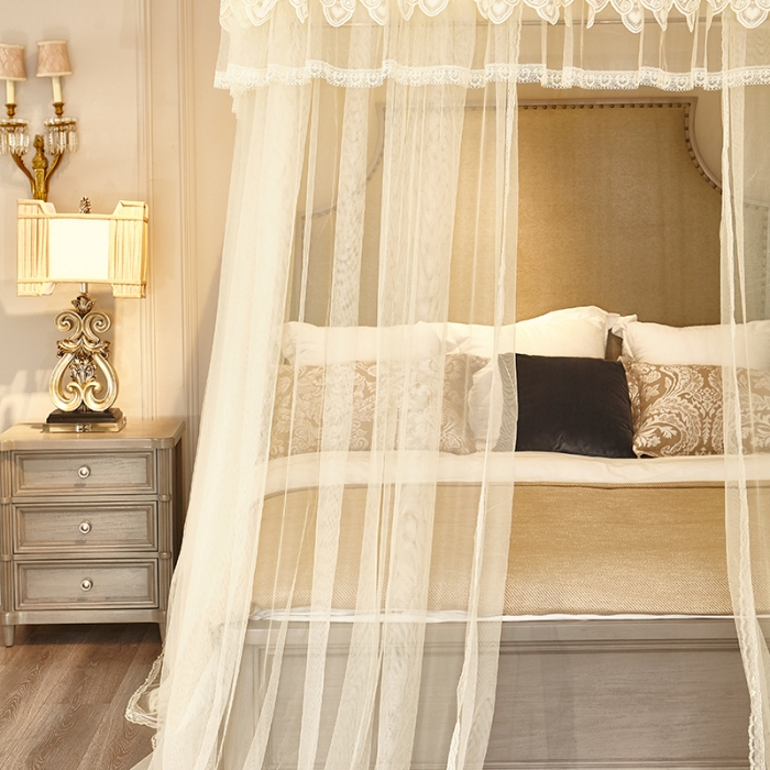 91家纺网 家纺一手货源 找家纺 迪凡保罗 A22-土豪金手动导轨蚊帐 米黄色