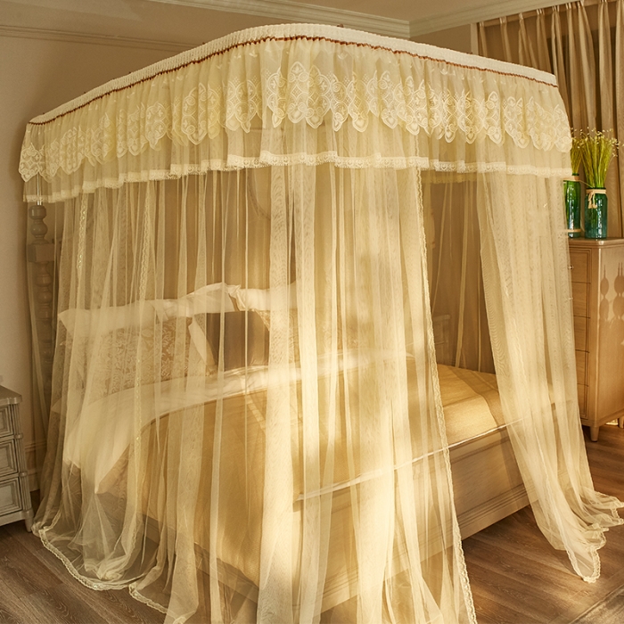 91家纺网 家纺一手货源 找家纺 迪凡保罗 A22-土豪金手动导轨蚊帐 米黄色