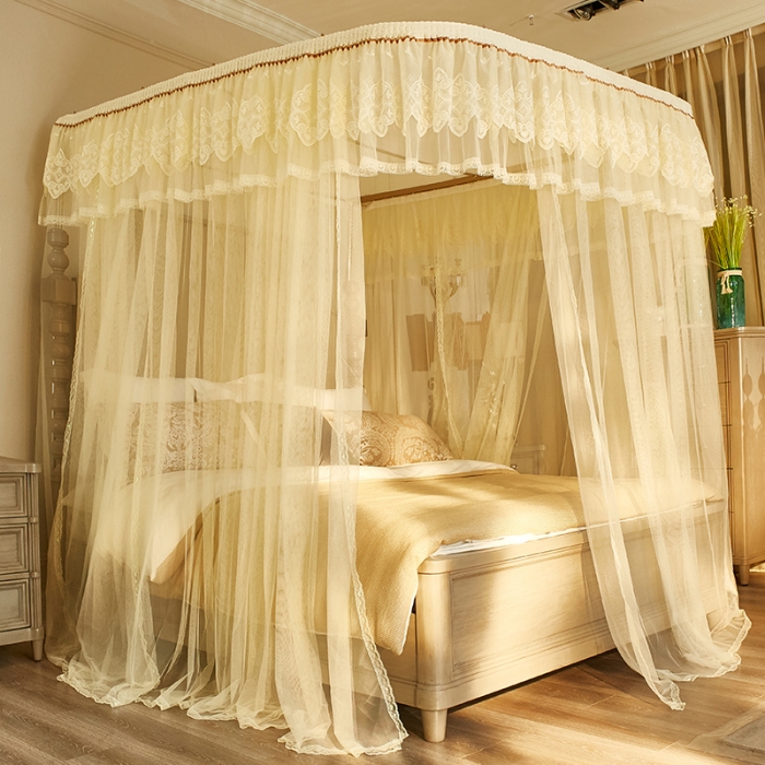 91家纺网 家纺一手货源 找家纺 迪凡保罗 A22-土豪金手动导轨蚊帐 米黄色