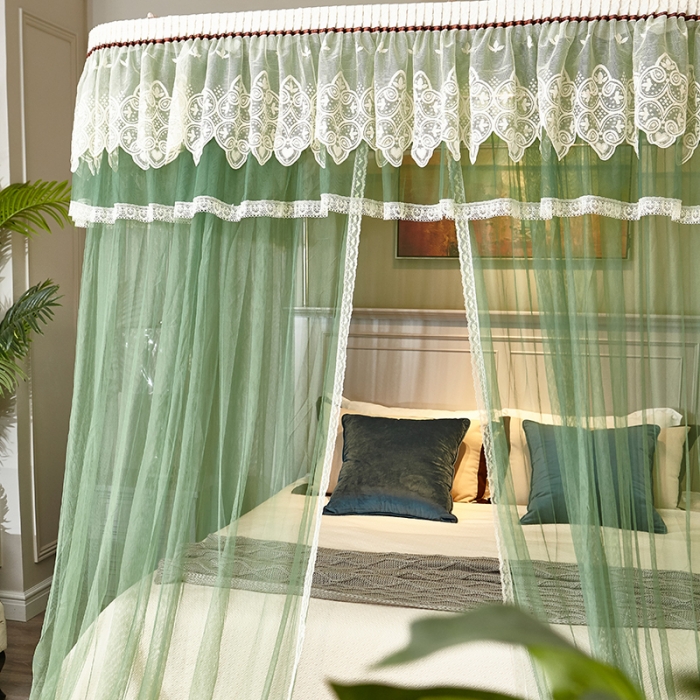 91家纺网 家纺一手货源 找家纺 迪凡保罗 A22-土豪金手动导轨蚊帐 抹茶绿