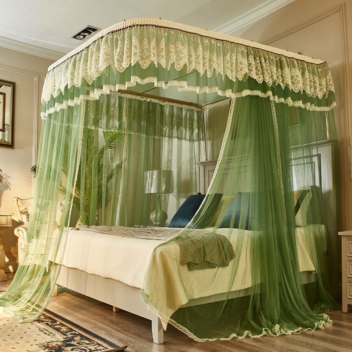 91家纺网 家纺一手货源 找家纺 迪凡保罗 A22-土豪金手动导轨蚊帐 抹茶绿