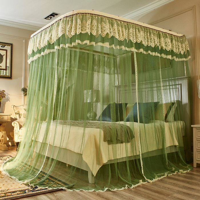 91家纺网 家纺一手货源 找家纺 迪凡保罗 A22-土豪金手动导轨蚊帐 抹茶绿