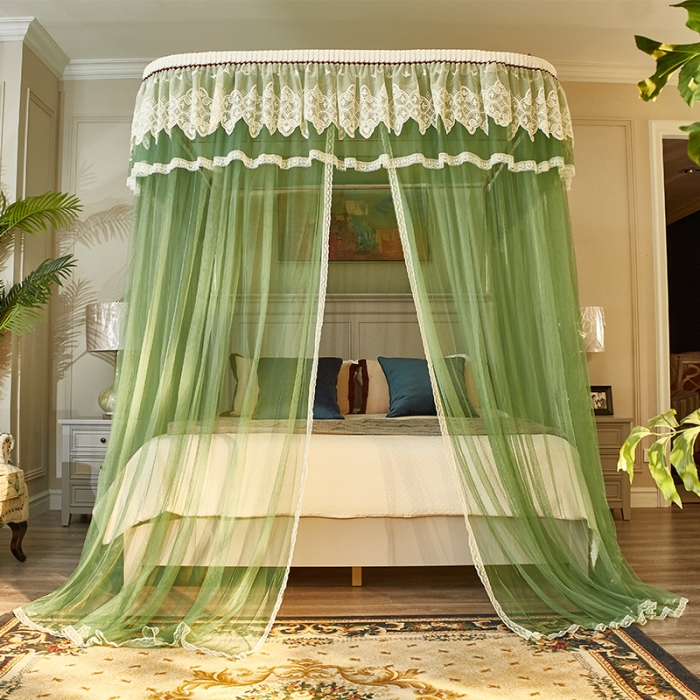 91家纺网 家纺一手货源 找家纺 迪凡保罗 A22-土豪金手动导轨蚊帐 抹茶绿