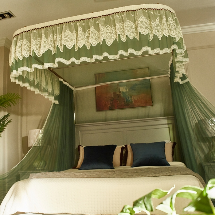 91家纺网 家纺一手货源 找家纺 迪凡保罗 A22-土豪金手动导轨蚊帐 抹茶绿