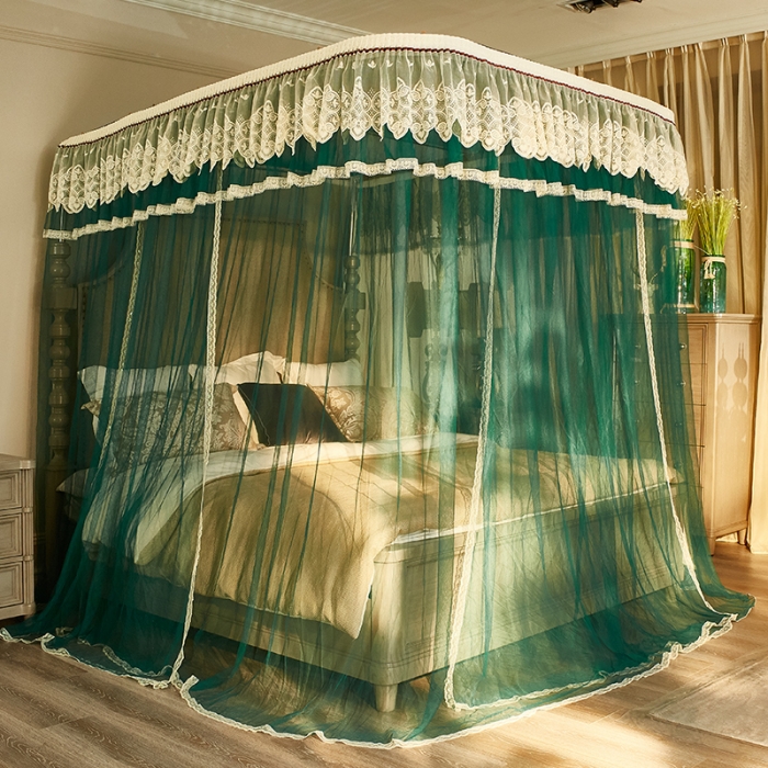 91家纺网 家纺一手货源 找家纺 迪凡保罗 A22-土豪金手动导轨蚊帐 墨绿色