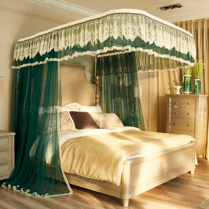 91家纺网 家纺一手货源 找家纺 迪凡保罗 A22-土豪金手动导轨蚊帐 墨绿色