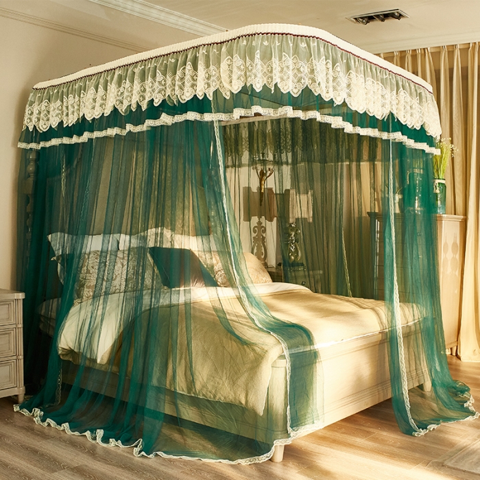 91家纺网 家纺一手货源 找家纺 迪凡保罗 A22-土豪金手动导轨蚊帐 墨绿色