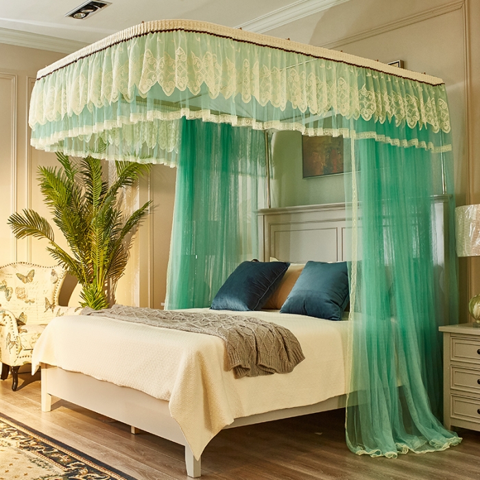 91家纺网 家纺一手货源 找家纺 迪凡保罗 A22-土豪金手动导轨蚊帐 水绿色