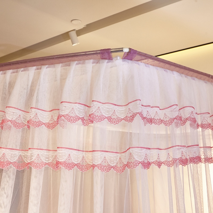 91家纺网 家纺一手货源 找家纺 迪凡保罗 A05 弧形伸缩钓鱼式蚊帐 渐变粉色-25管支架