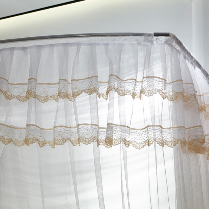 91家纺网 家纺一手货源 找家纺 迪凡保罗 A05 弧形伸缩钓鱼式蚊帐 渐变黄色-25管支架