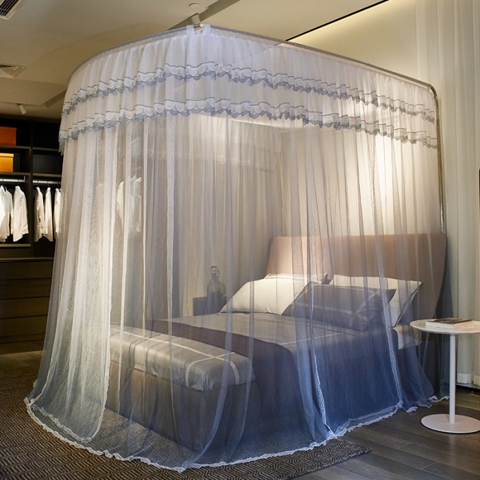 91家纺网 家纺一手货源 找家纺 迪凡保罗 A05 弧形伸缩钓鱼式蚊帐 渐变灰色-25管支架