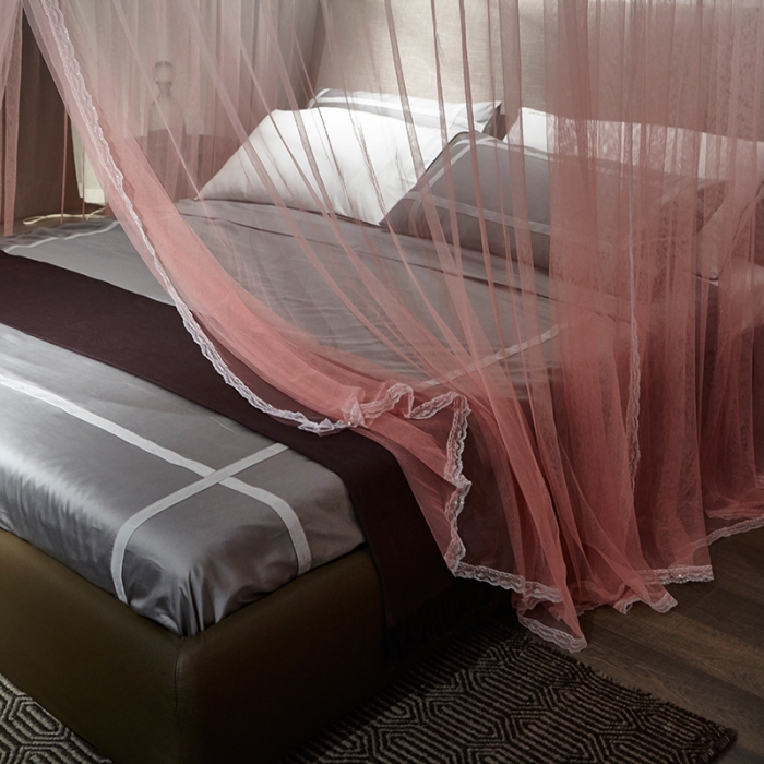 91家纺网 家纺一手货源 找家纺 迪凡保罗 A05 弧形伸缩钓鱼式蚊帐 渐变橘色-25管支架