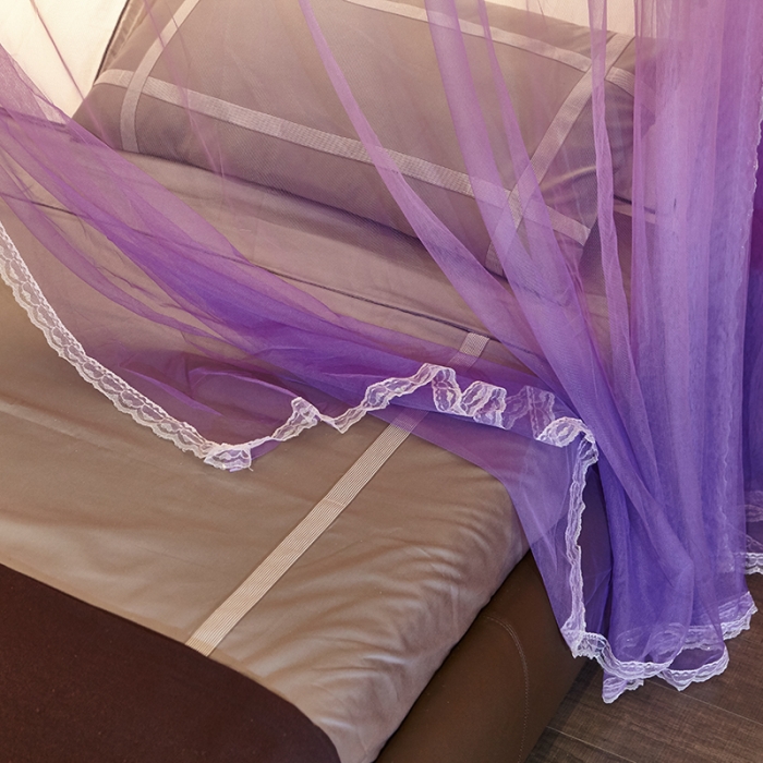 91家纺网 家纺一手货源 找家纺 迪凡保罗 A05 弧形伸缩钓鱼式蚊帐 渐变紫色-25管支架