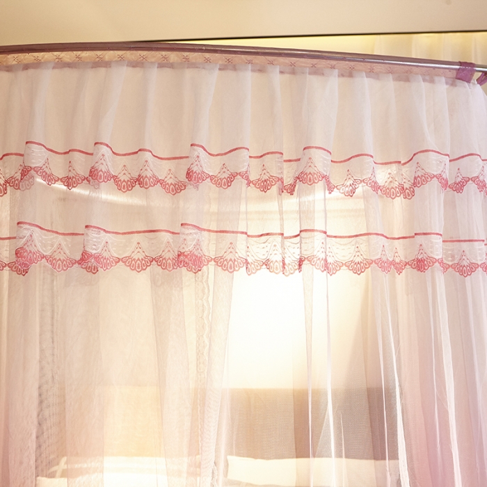 91家纺网 家纺一手货源 找家纺 迪凡保罗 A05 弧形伸缩钓鱼式蚊帐 渐变粉色-32管支架