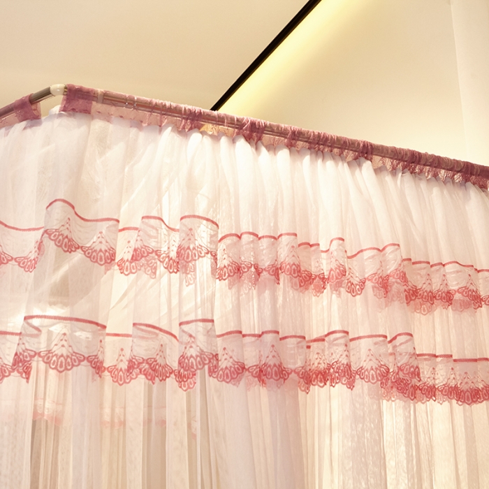 91家纺网 家纺一手货源 找家纺 迪凡保罗 A05 弧形伸缩钓鱼式蚊帐 渐变粉色-32管支架