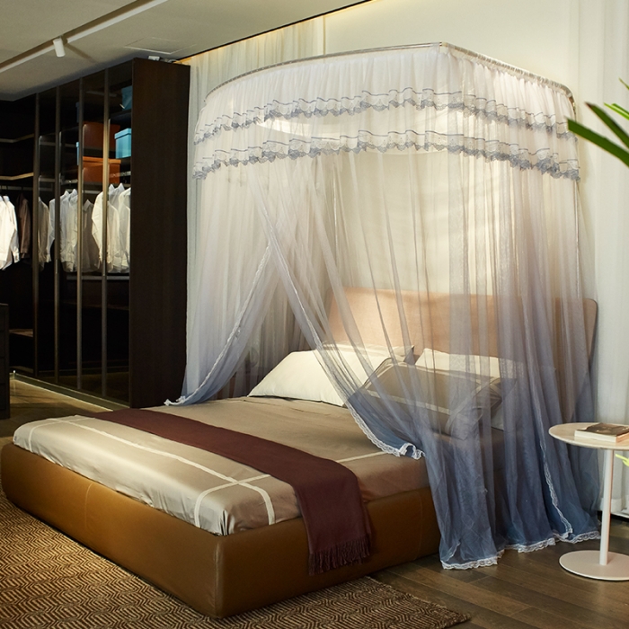 91家纺网 家纺一手货源 找家纺 迪凡保罗 A05 弧形伸缩钓鱼式蚊帐 渐变灰色-32管支架