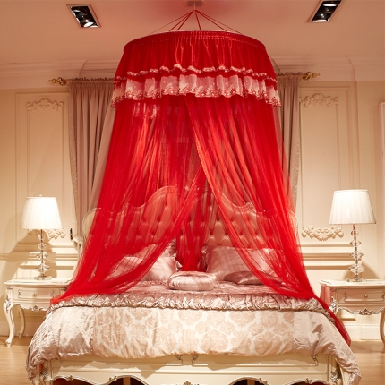 91家纺网 家纺一手货源 找家纺 （总）迪凡保罗 5813（大红圆顶吊顶蚊帐）
