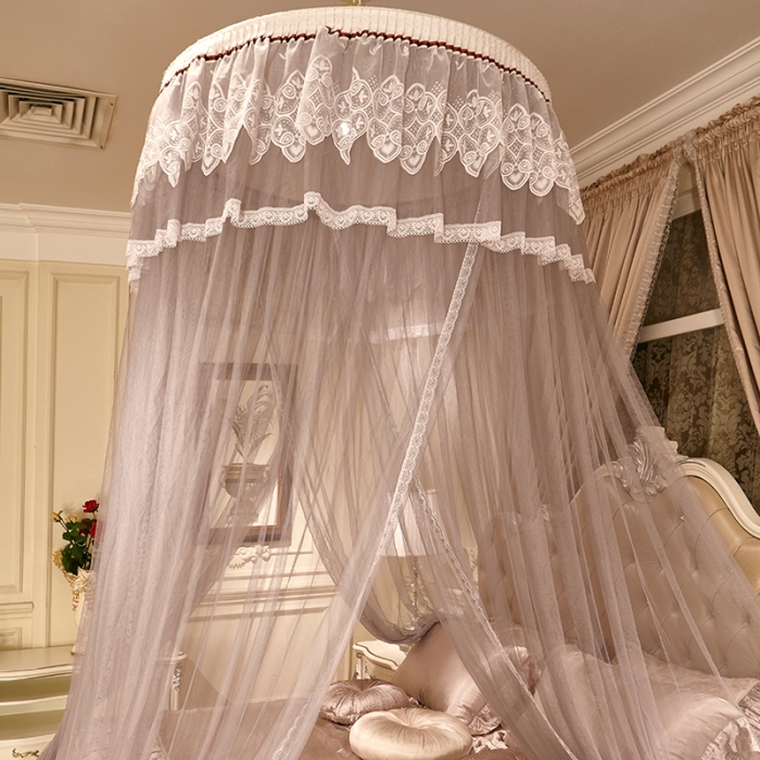 91家纺网 家纺一手货源 找家纺 迪凡保罗 5812（圆顶吊顶蚊帐）灰色