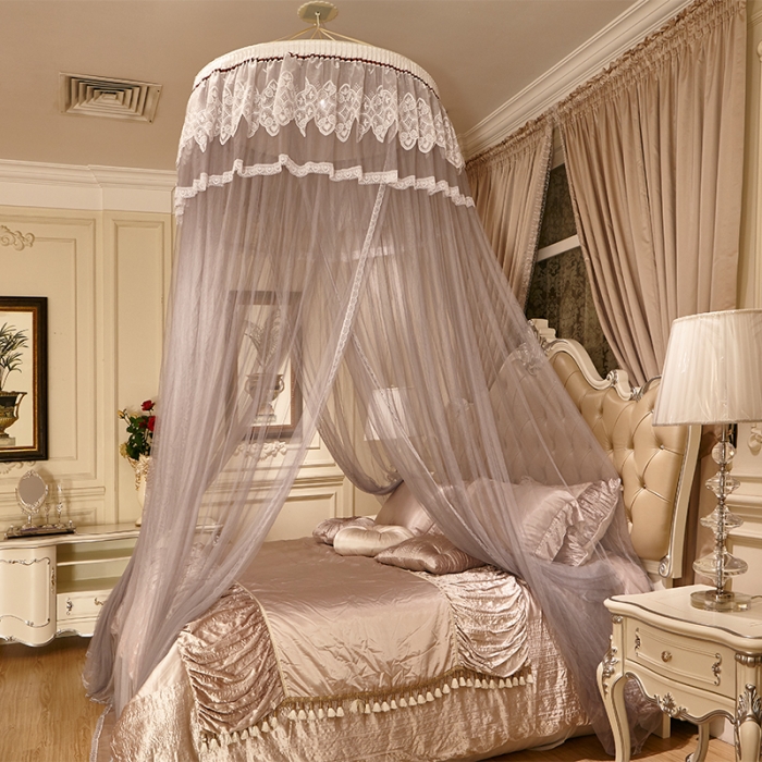 91家纺网 家纺一手货源 找家纺 迪凡保罗 5812（圆顶吊顶蚊帐）灰色