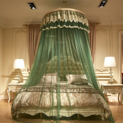 91家纺网 家纺一手货源 找家纺 迪凡保罗 5812（圆顶吊顶蚊帐） 抹茶绿
