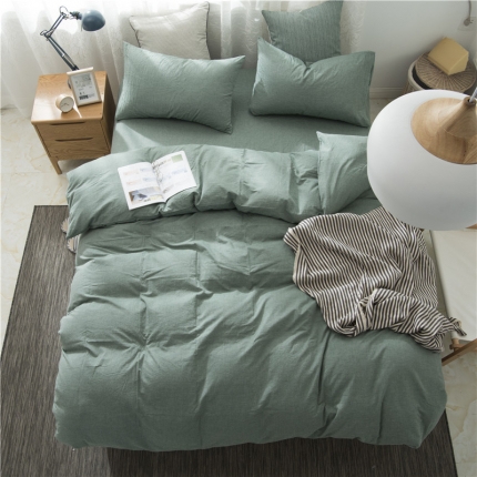 91家纺网 家纺一手货源 找家纺 极简 2018新款全棉色织水洗棉四件套砖红