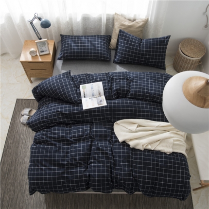 91家纺网 家纺一手货源 找家纺 极简 2018新款全棉色织水洗棉四件套砖红