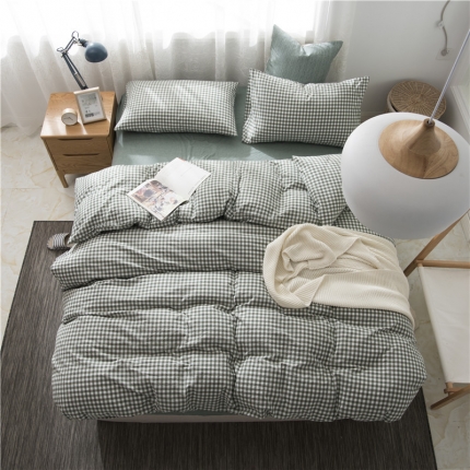 91家纺网 家纺一手货源 找家纺 极简 2018新款全棉色织水洗棉四件套砖红