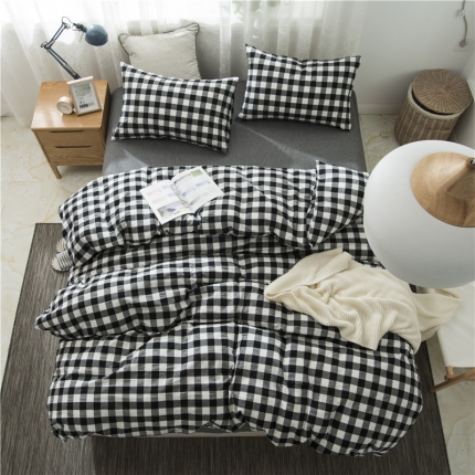 91家纺网 家纺一手货源 找家纺 极简 2018新款全棉色织水洗棉四件套砖红