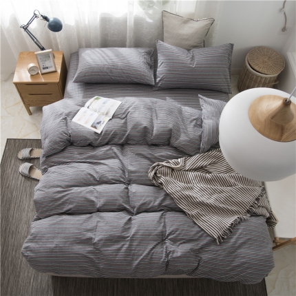 91家纺网 家纺一手货源 找家纺 极简 2018新款全棉色织水洗棉四件套砖红