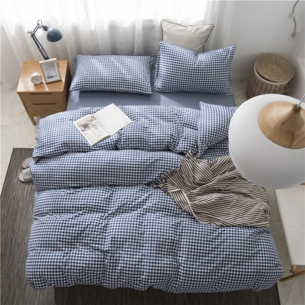 91家纺网 家纺一手货源 找家纺 极简 2018新款全棉色织水洗棉四件套砖红