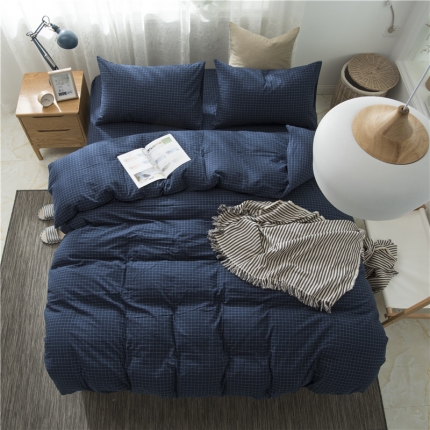 91家纺网 家纺一手货源 找家纺 极简 2018新款全棉色织水洗棉四件套砖红