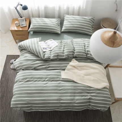 91家纺网 家纺一手货源 找家纺 极简 2018新款全棉色织水洗棉四件套砖红