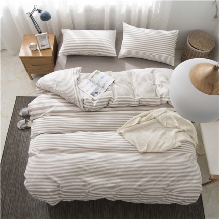 91家纺网 家纺一手货源 找家纺 极简 2018新款全棉色织水洗棉四件套砖红