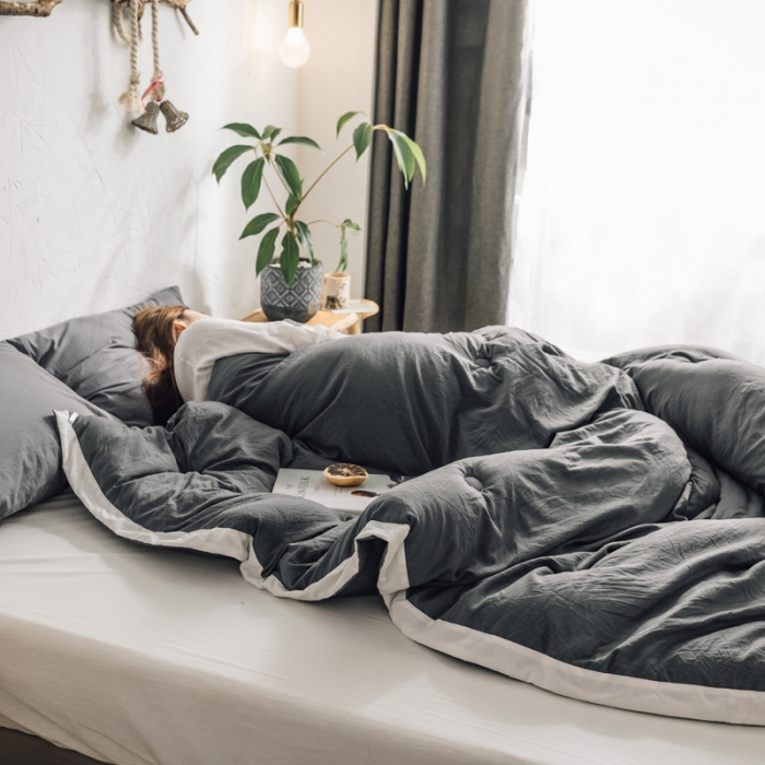 91家纺网 家纺一手货源 找家纺 莱福仕家纺 2020 素色水洗棉系列 水洗棉-灰