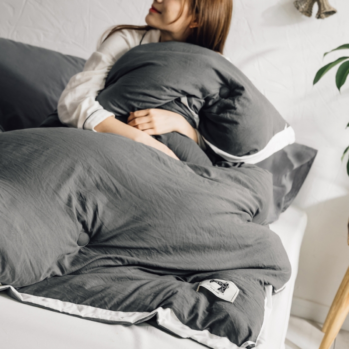 91家纺网 家纺一手货源 找家纺 莱福仕家纺 2020 素色水洗棉系列 水洗棉-灰