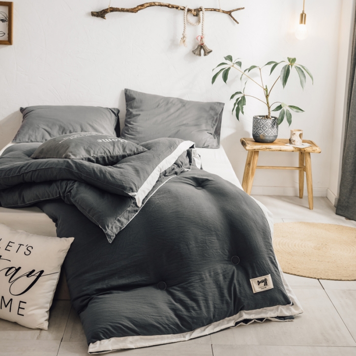 91家纺网 家纺一手货源 找家纺 莱福仕家纺 2020 素色水洗棉系列 水洗棉-灰