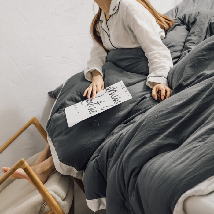 91家纺网 家纺一手货源 找家纺 莱福仕家纺 2020 素色水洗棉系列 水洗棉-灰