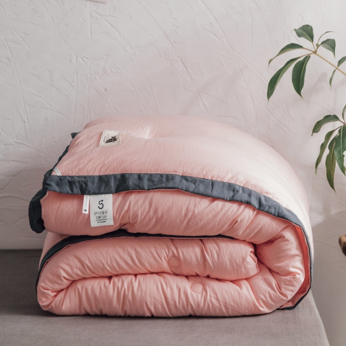 91家纺网 家纺一手货源 找家纺 莱福仕家纺 2020 素色水洗棉系列 水洗棉-浅粉