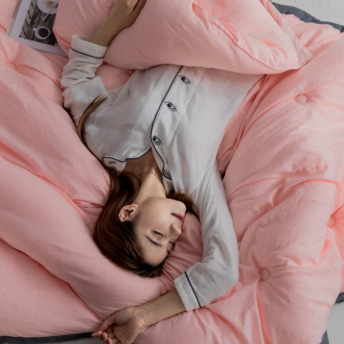 91家纺网 家纺一手货源 找家纺 莱福仕家纺 2020 素色水洗棉系列 水洗棉-浅粉